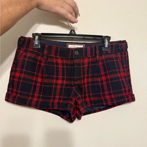 A&F Red and navy Plaid  Shorts